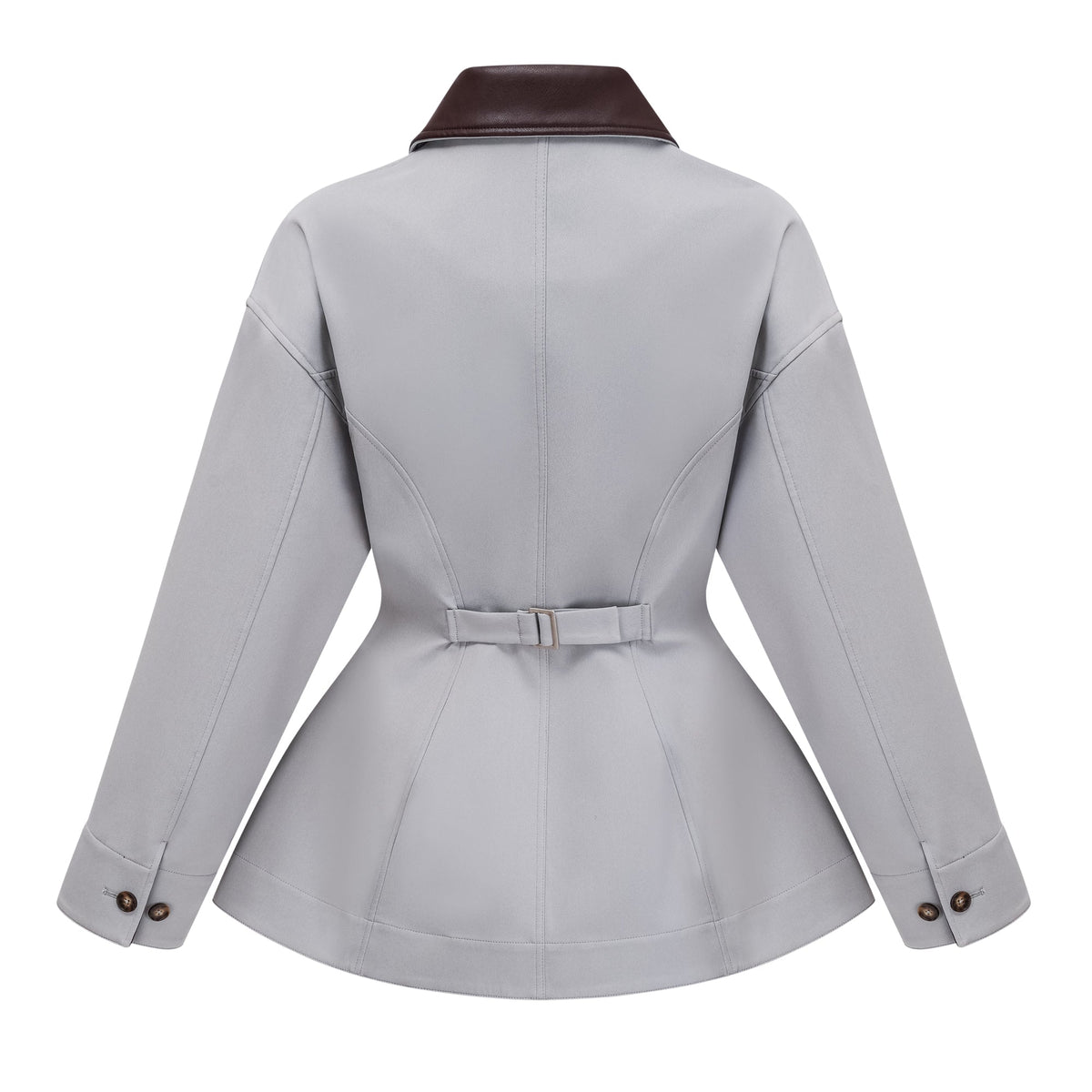 Vilma Grey Leather Collar Hunting Jacket