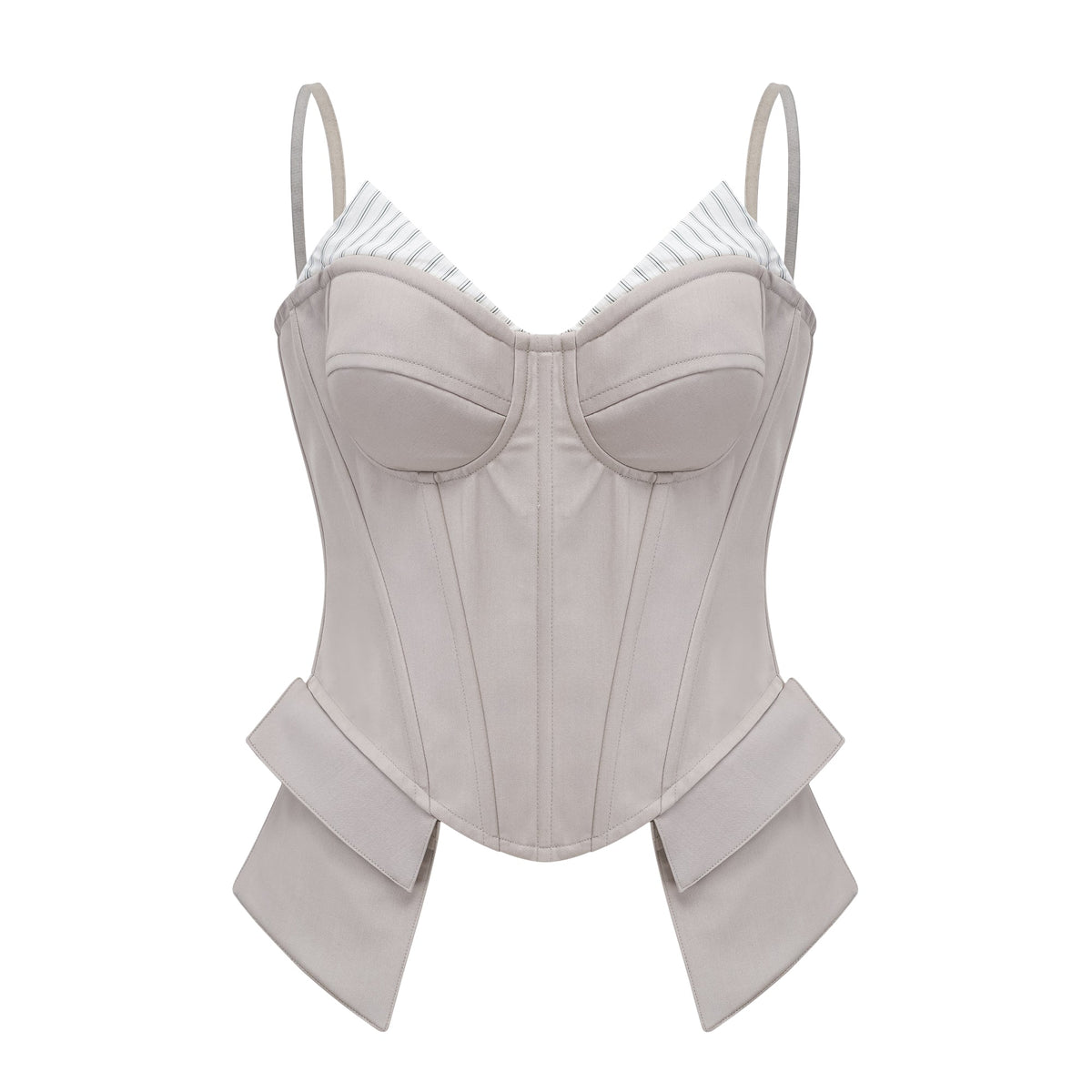 Virág Grey Stripe Panel Corset Top