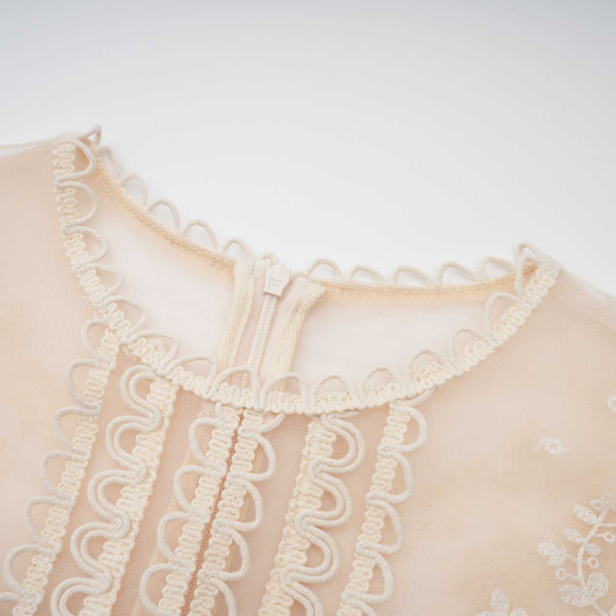 Fleur floral-embroidered lace midi dress in Neutrals