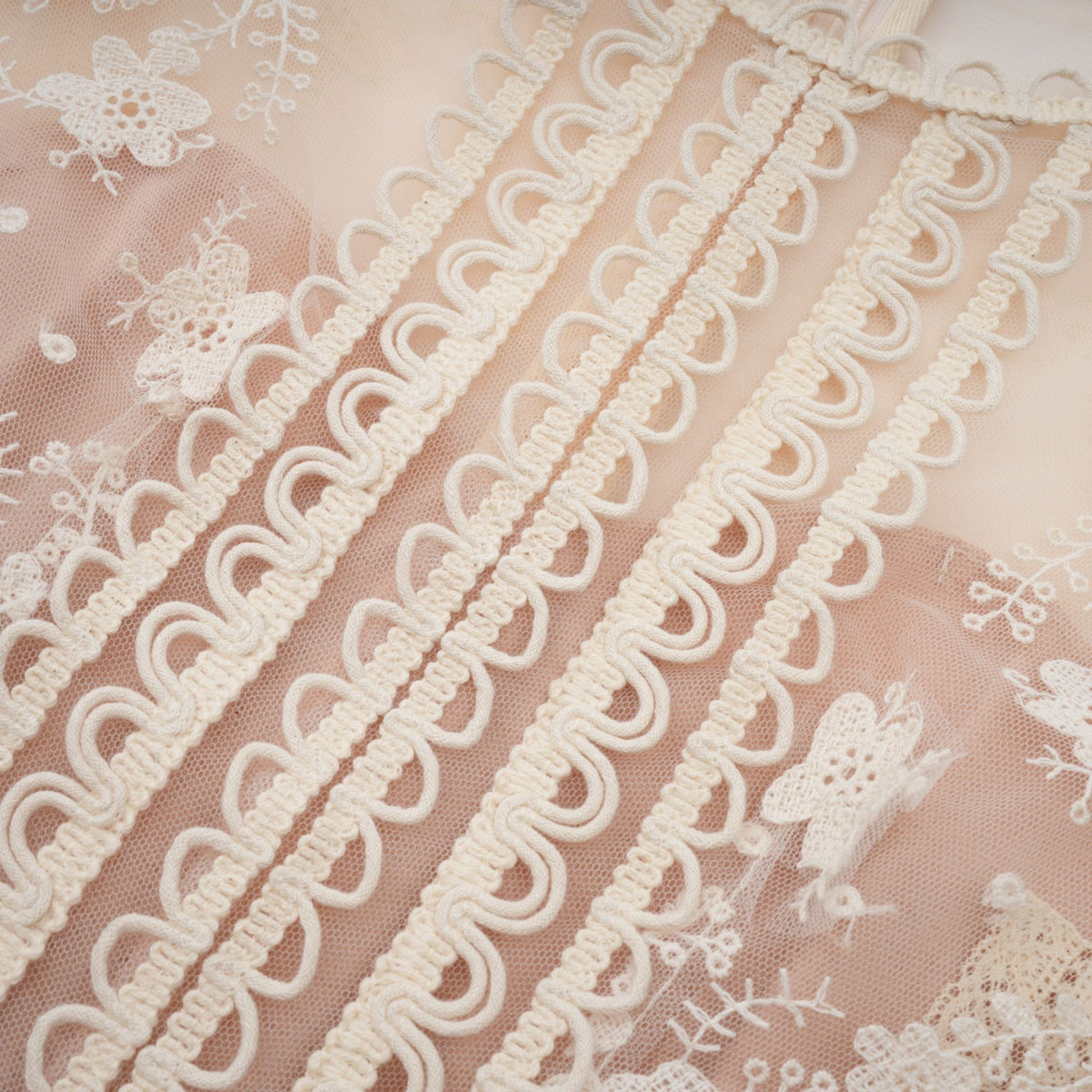 Fleur floral-embroidered lace midi dress in Neutrals