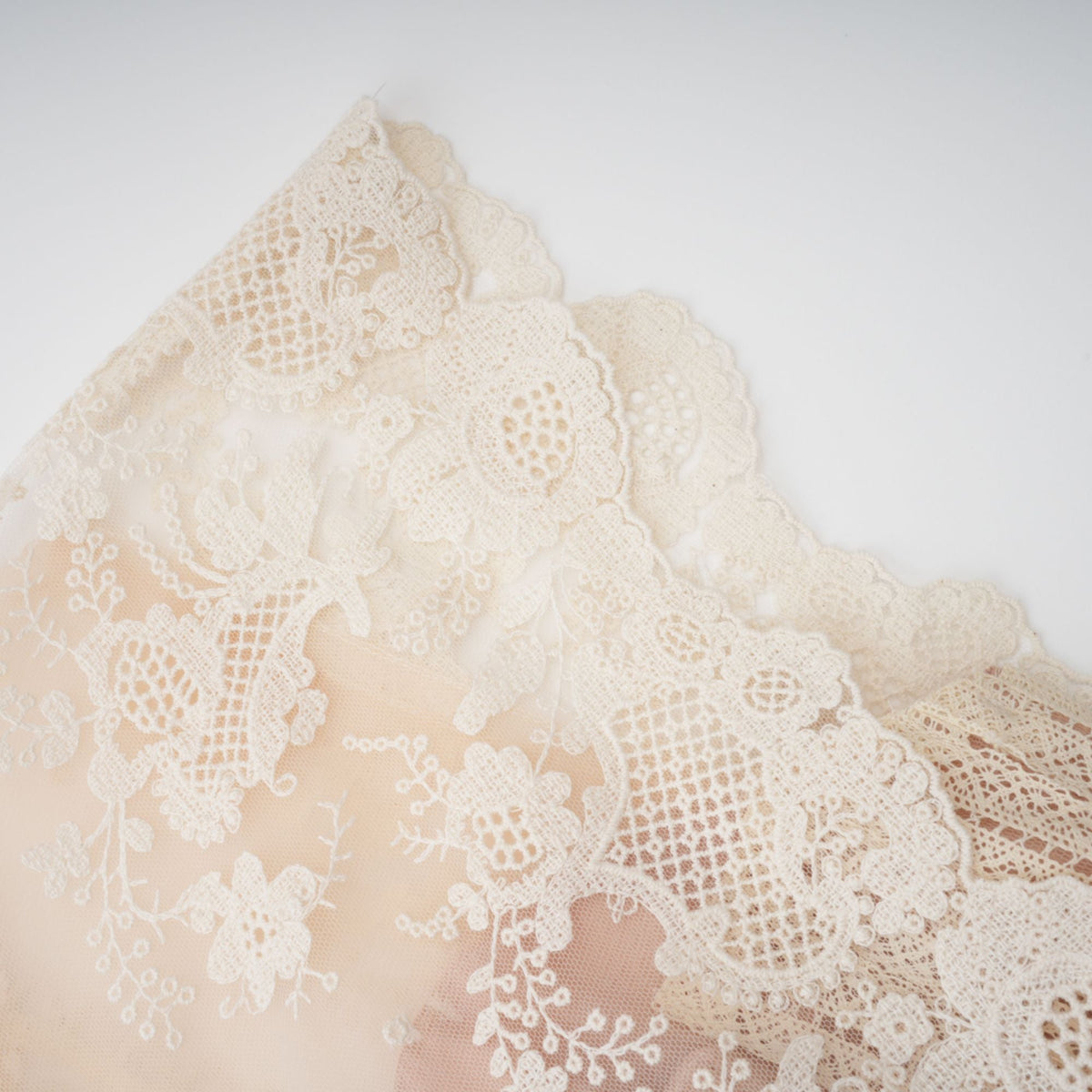 Fleur floral-embroidered lace midi dress in Neutrals