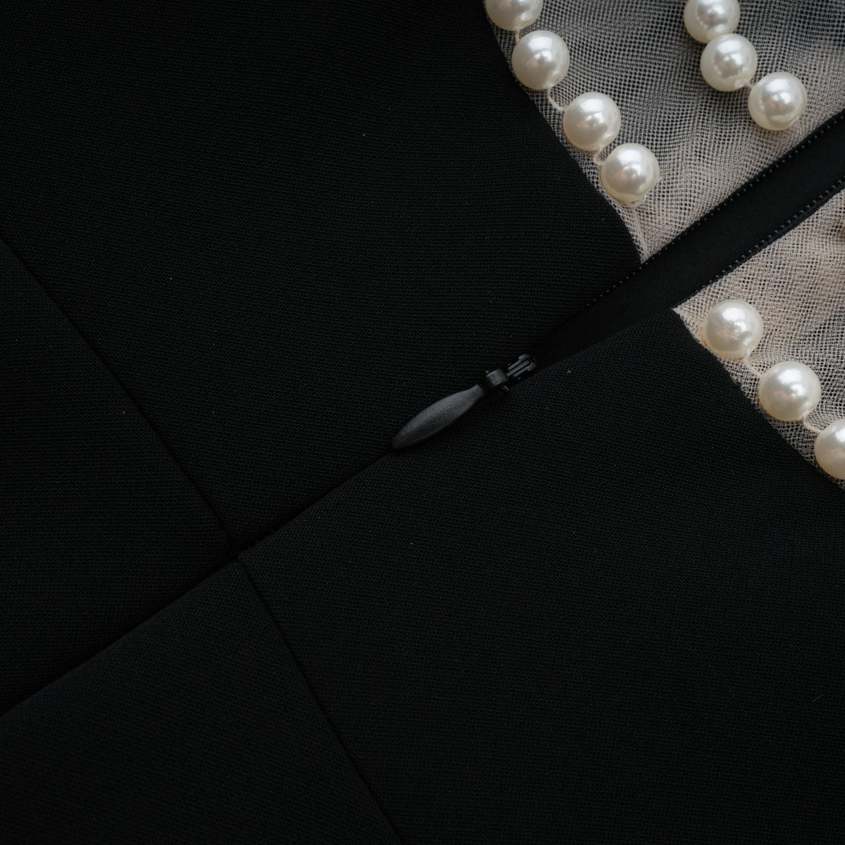 Danaé black faux-pearl-embellished mini dress