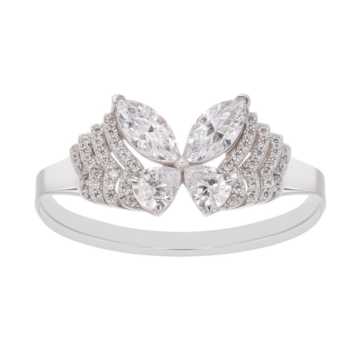 Zélie Sterling Silver Butterfly Shaped Gemstone Ring