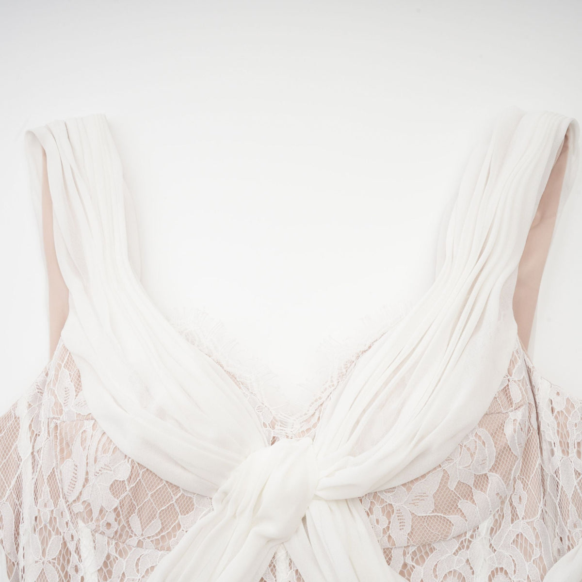 Arantxa white lace pleated maxi dress
