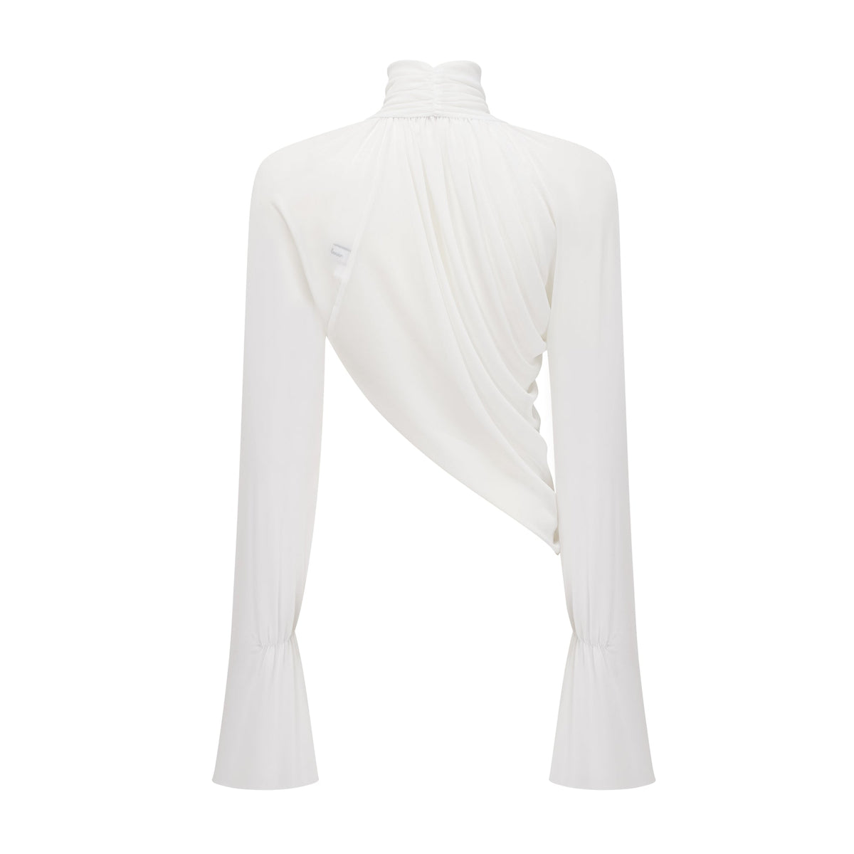Giuseppina White High Neck Cut-Out Top & Skirt Set