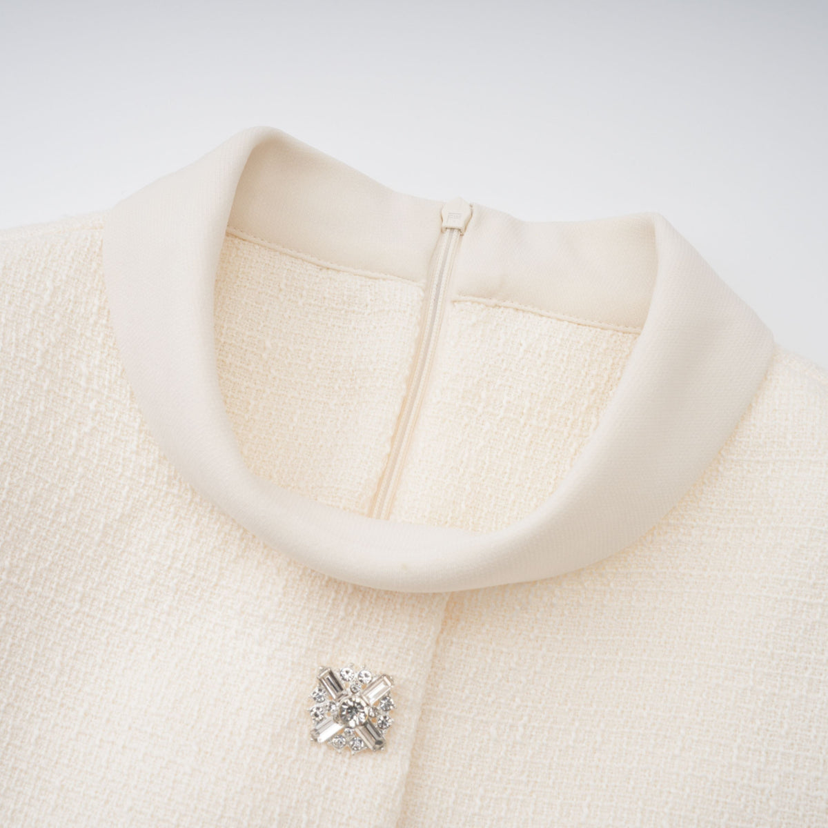 Regina White Crystal Embellished Tweed Mini Dress