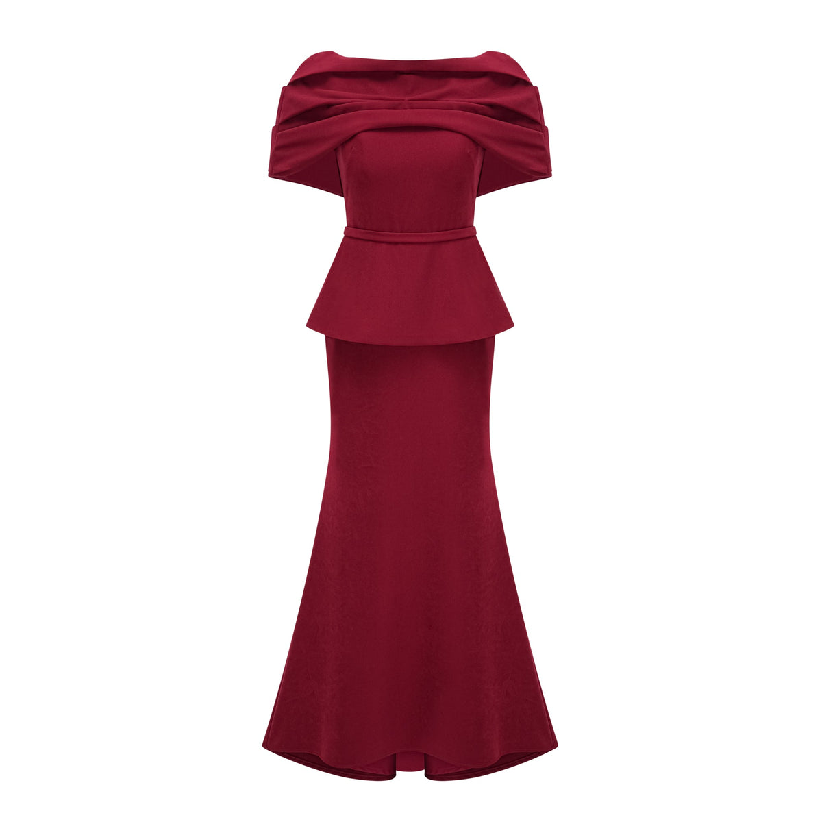 Lauren Red Ruched Shawl Detail Maxi Dress (Final Sale-US Only)