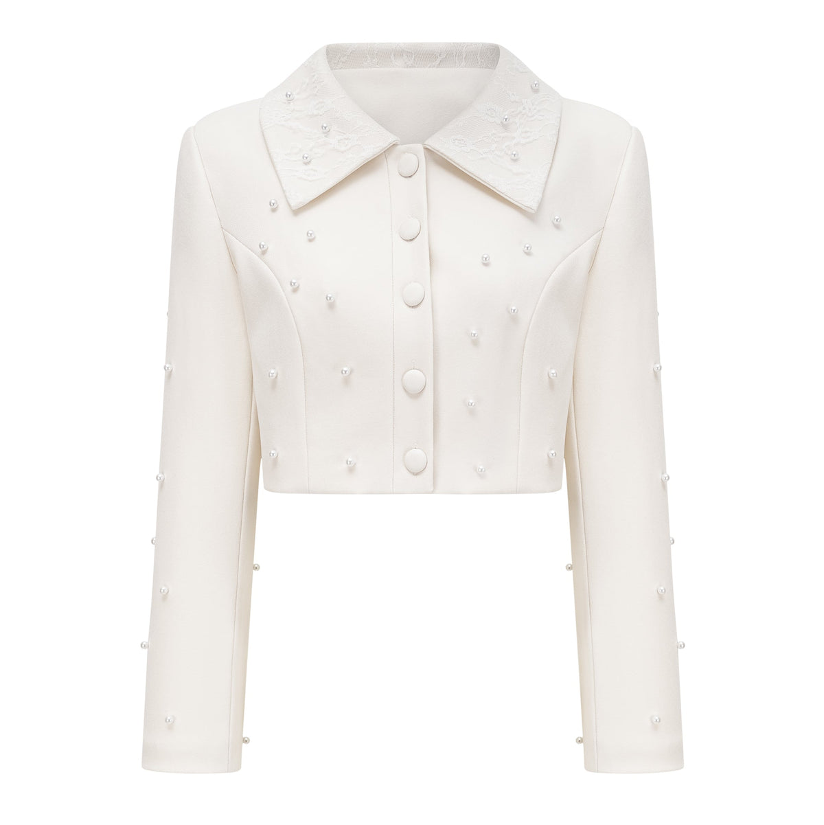 Maja White Faux Pearl Jacket & Pleated Skirt Set (Final Sale-US Only)