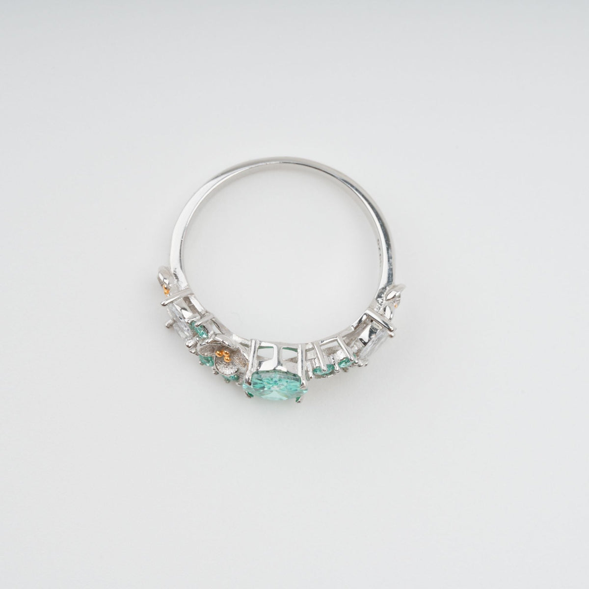 Ardelle Green Crystal Embellished Sterling Silver Ring