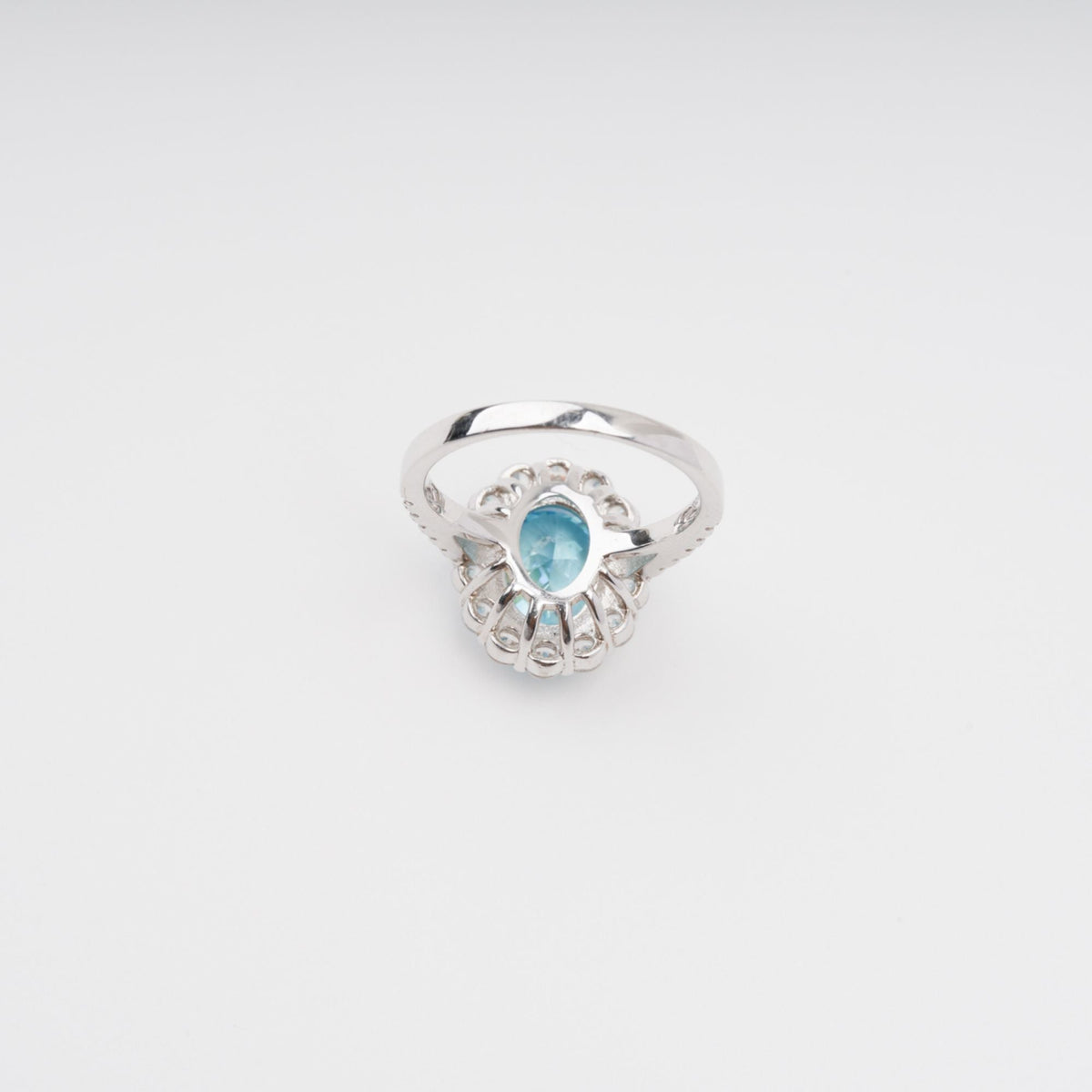 Angle Blue Oval Gemstone Sterling Silver Ring
