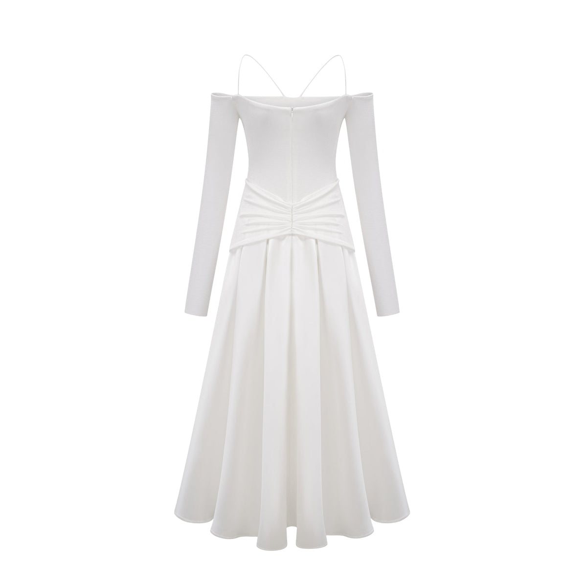 Nadine off-shoulder panelled maxi dress in White