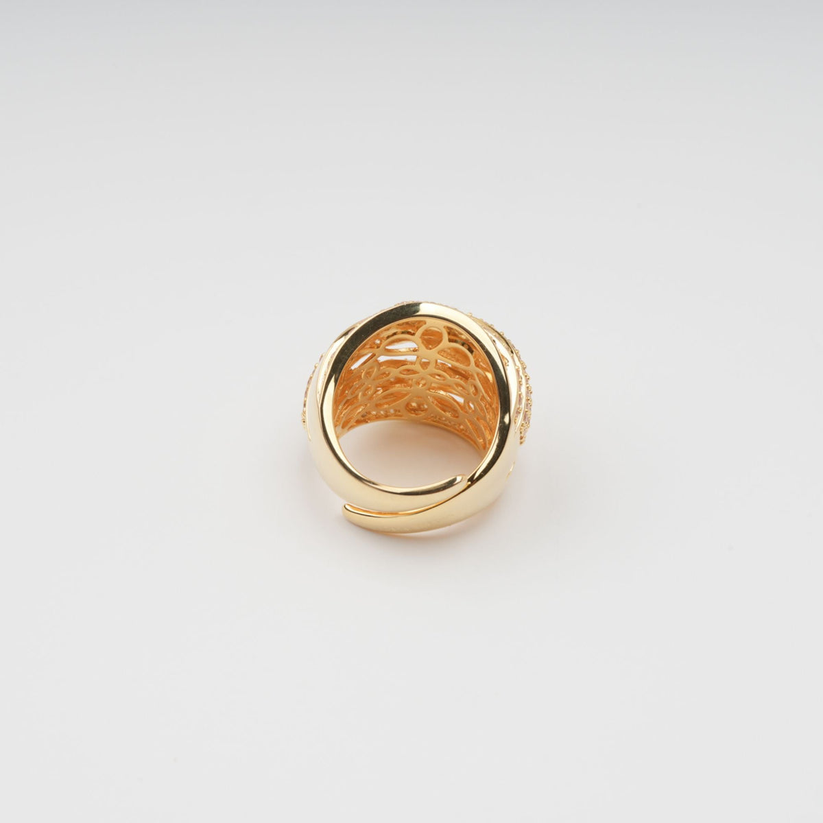 Énigme Gold Tone Multi-Band Adjustable Silver Ring