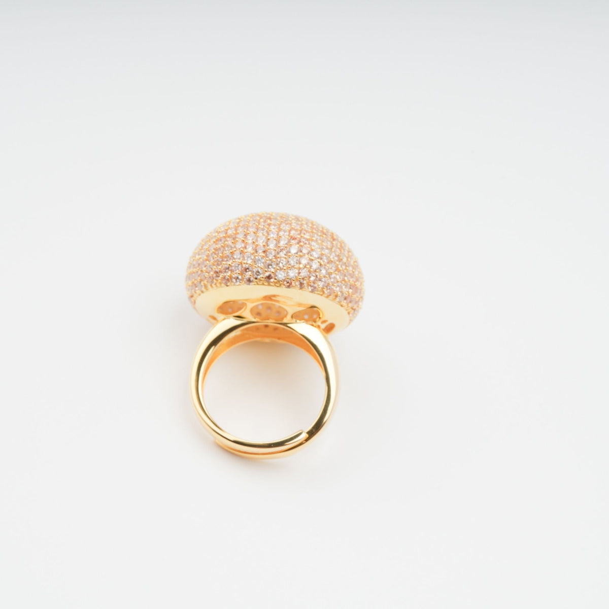Radieuse Gold Tone Crystal Embellished Sterling Silver Ring