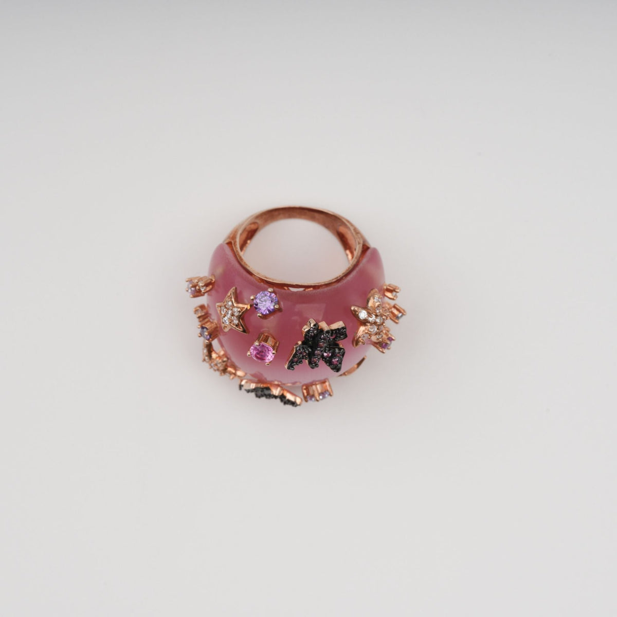 Radieuse Pink Curved Corner Opal Gemstone Ring