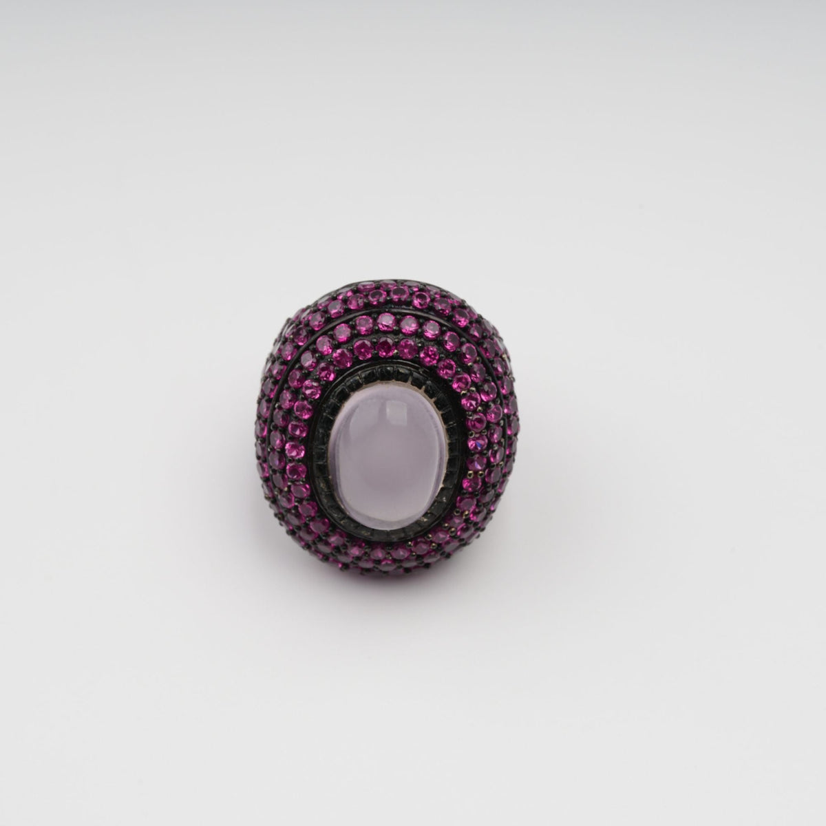 Orbite Pink Oval Quartz Gemstone Ring