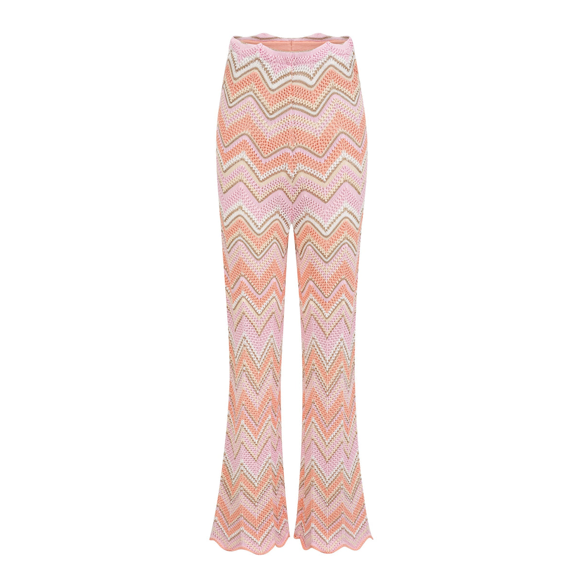 Irina Pink Zigzag Pointelle Knit Matching Set