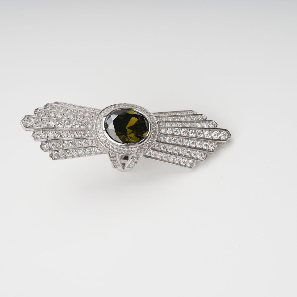 Rosée Green Symmetrical Wing Gemstone Sterling Silver Ring