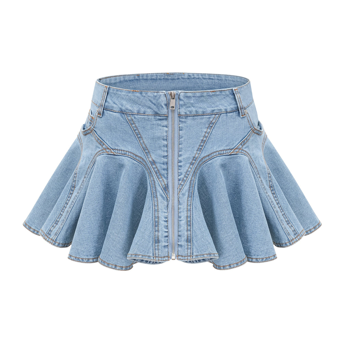 Capucine denim flounce-hem skirt (Final Sale-US Only)