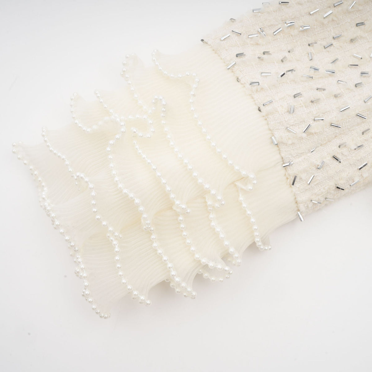 Blanche white beaded ruffle cropped jacket (Final Sale-US Only)