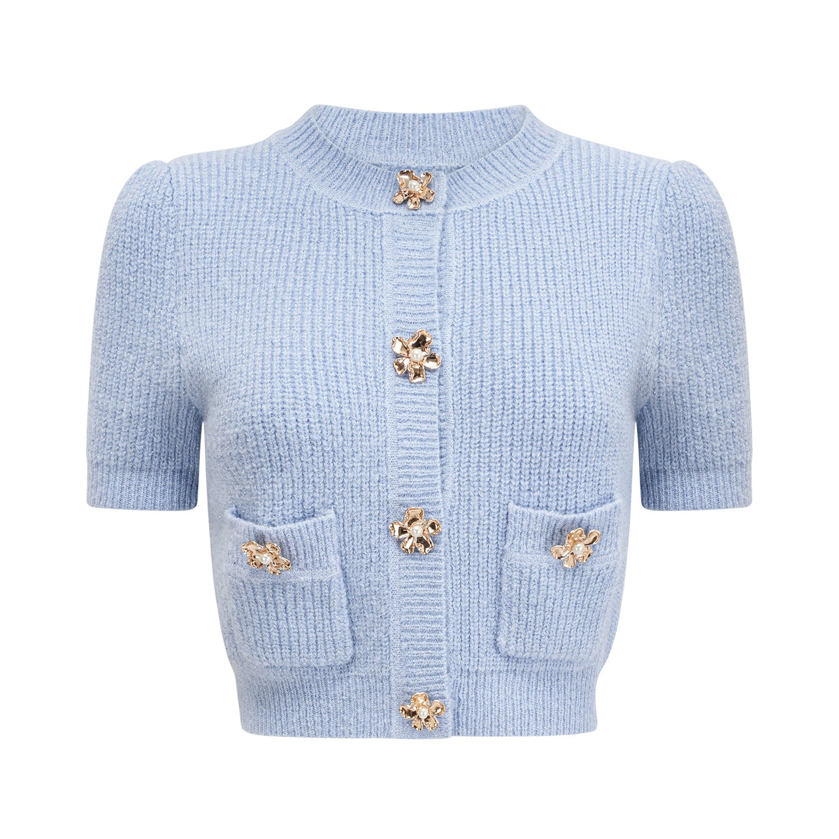 Chantal Blue Knit Two-Piece Blouse and Skirt Set (Final Sale-US Only)