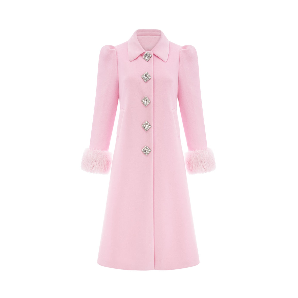 Louisette pink faux-fur overcoat (Final Sale)