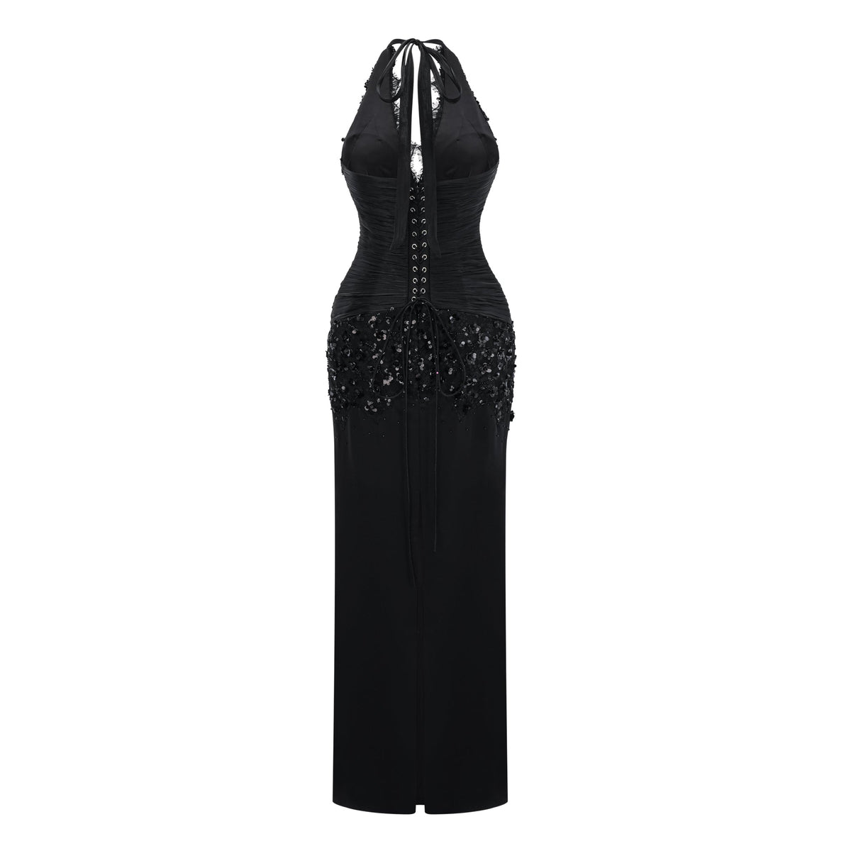 Siphokazi Black Halterneck Embellished Corset Maxi Gown (Final Sale-US Only)