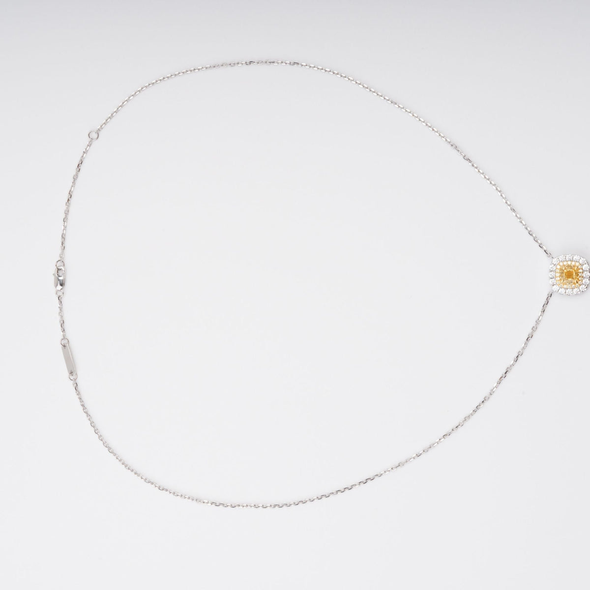 Aava Yellow Square Cut Gemstone Pendant Sterling Silver Necklace