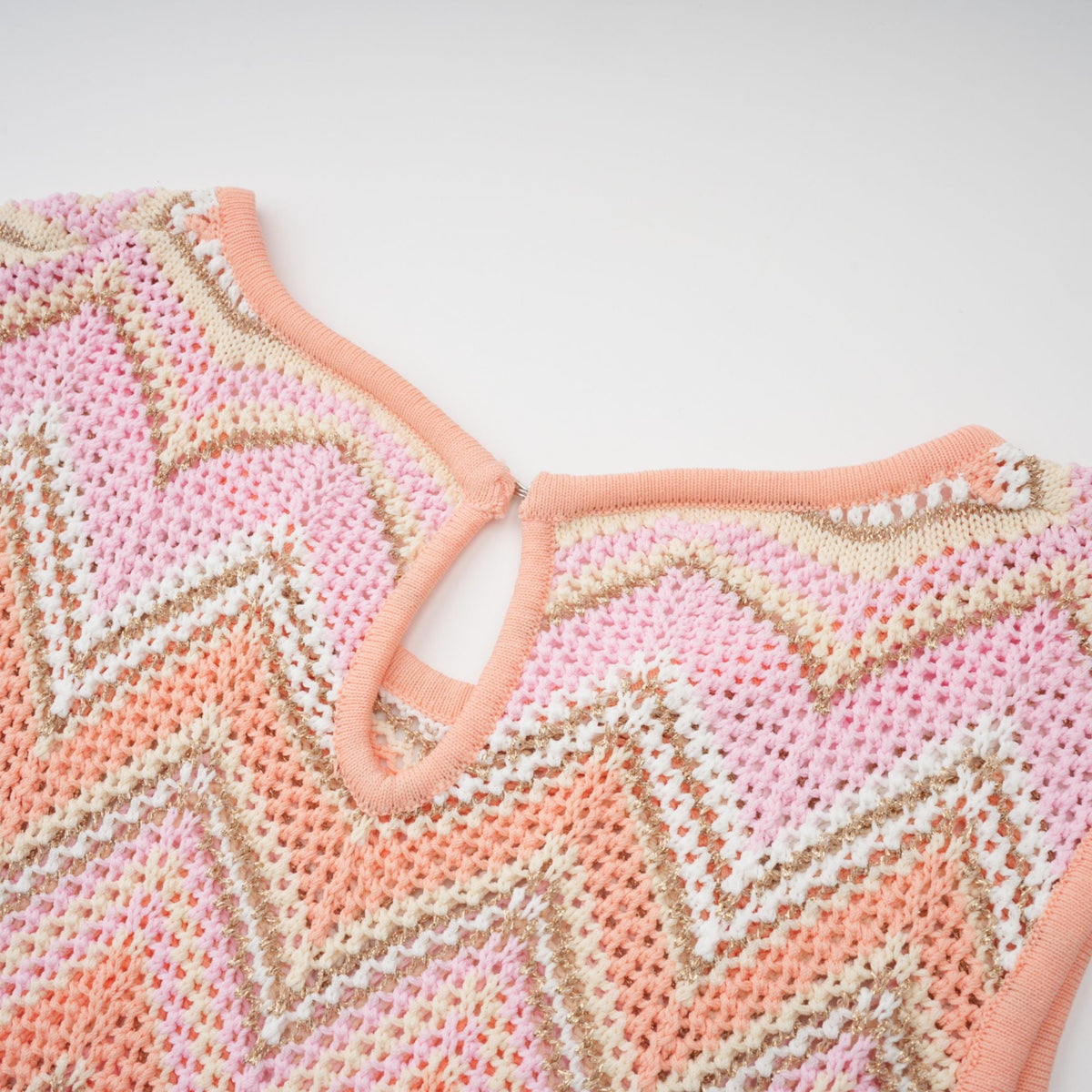 Irina Pink Zigzag Pointelle Knit Matching Set