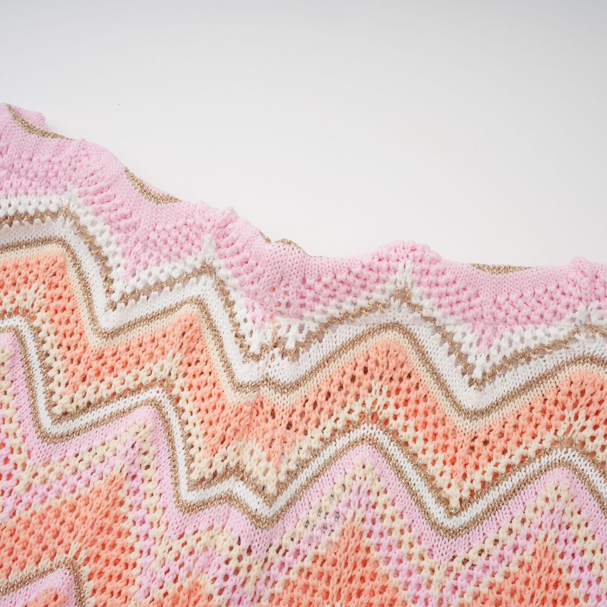 Irina Pink Zigzag Pointelle Knit Matching Set