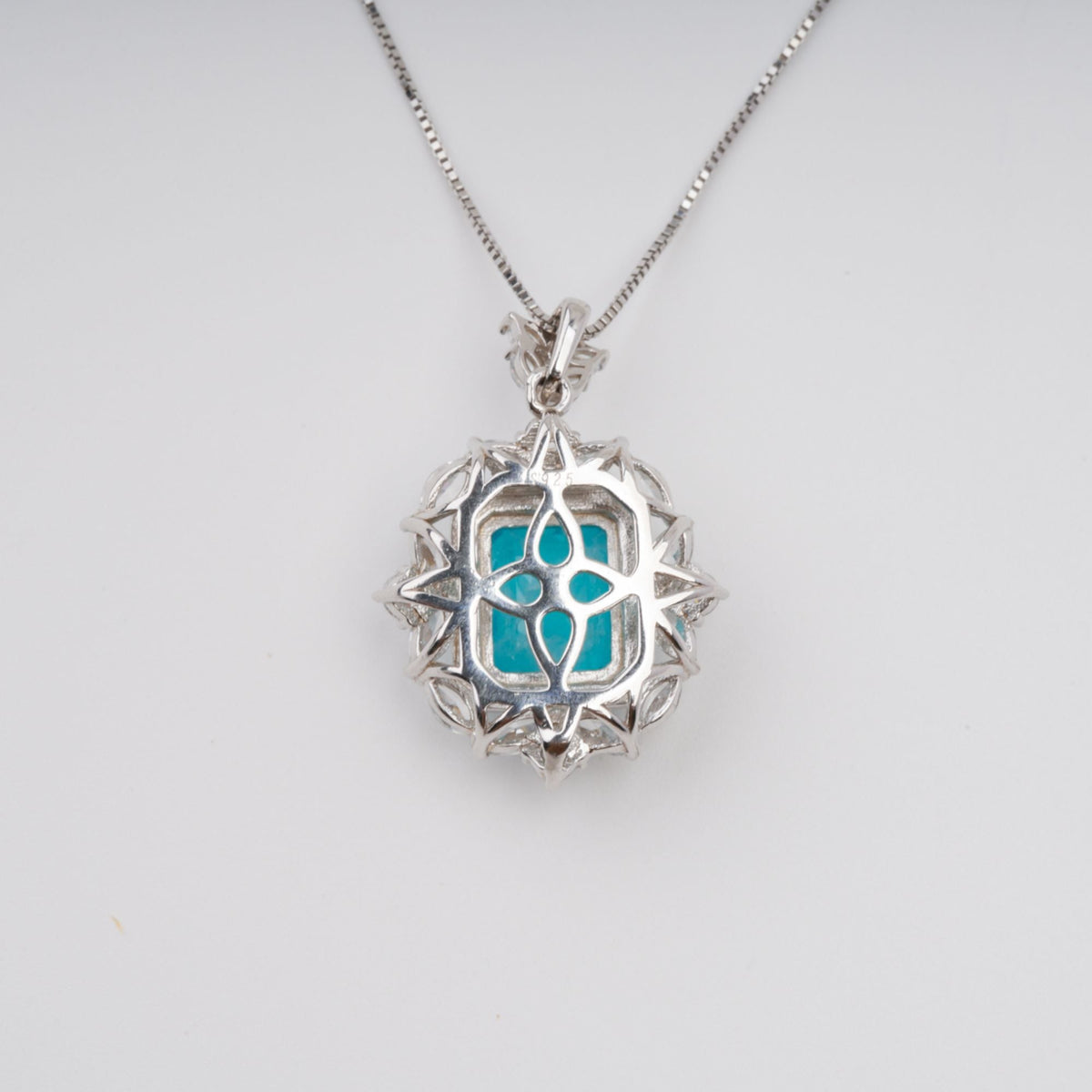 Anneli Aquamarine Floral Gemstone Pendant Sterling Silver Necklace