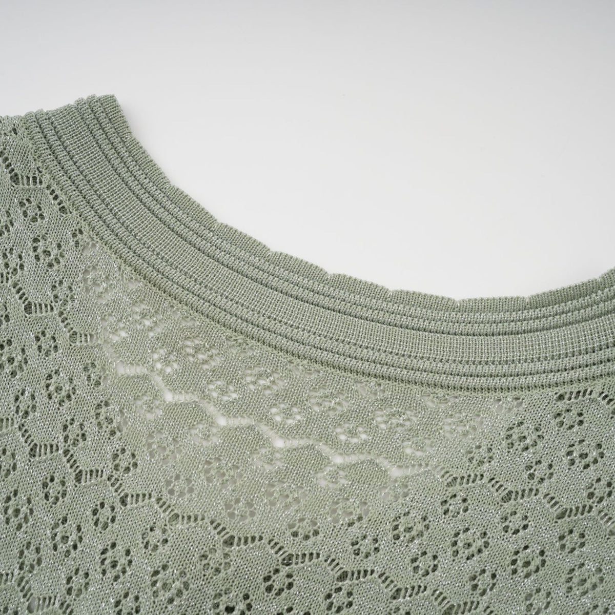 Siena green shirred crochet-knit maxi dress