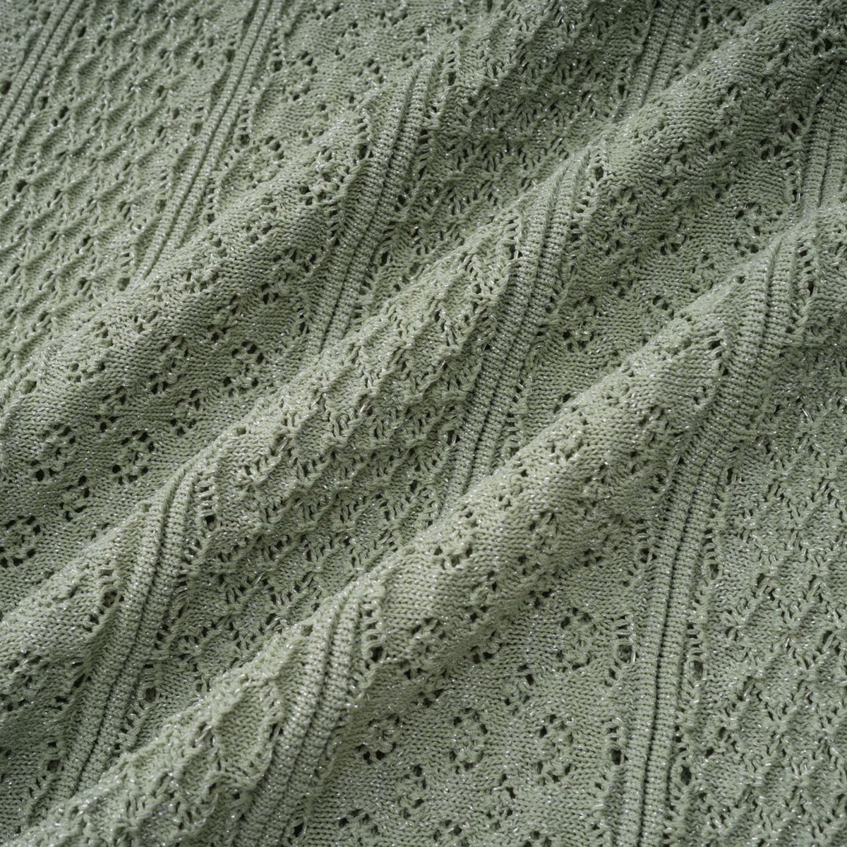 Siena green shirred crochet-knit maxi dress