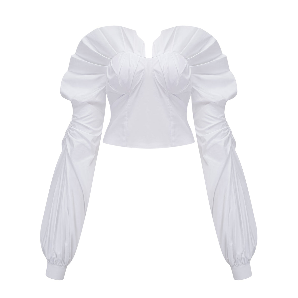 Alicia White Ruched Blouse & Skirt Set
