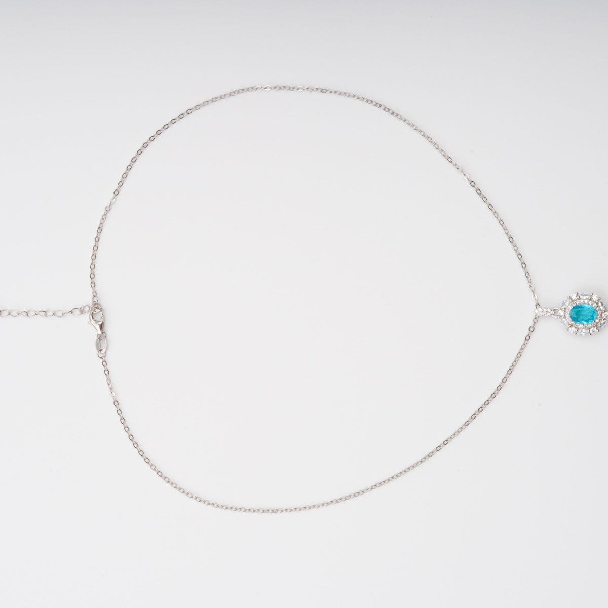 Annina Blue Oval Gemstone Pendant Sterling Silver Necklace