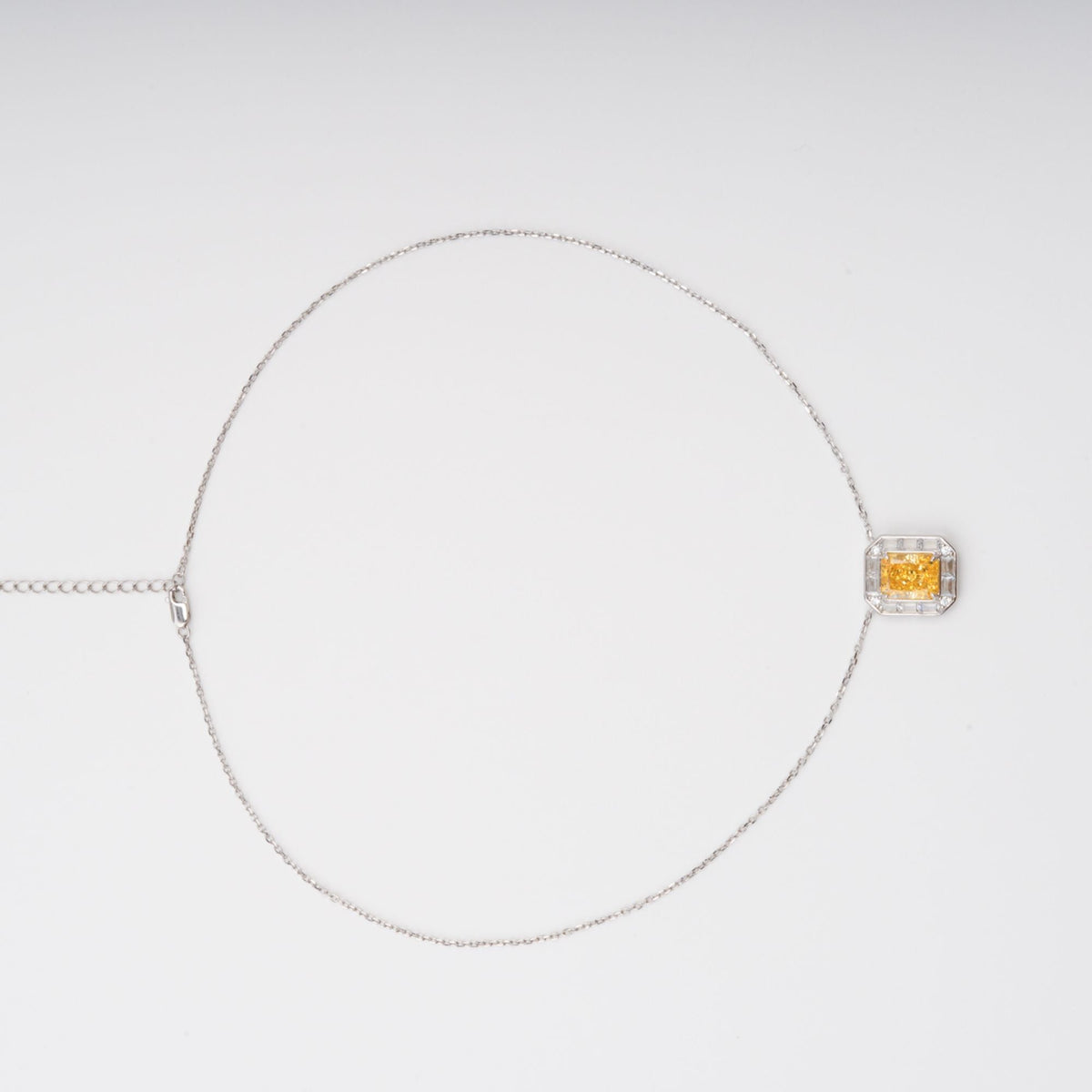Eini Yellow Square Gemstone Pendant Sterling Silver Necklace
