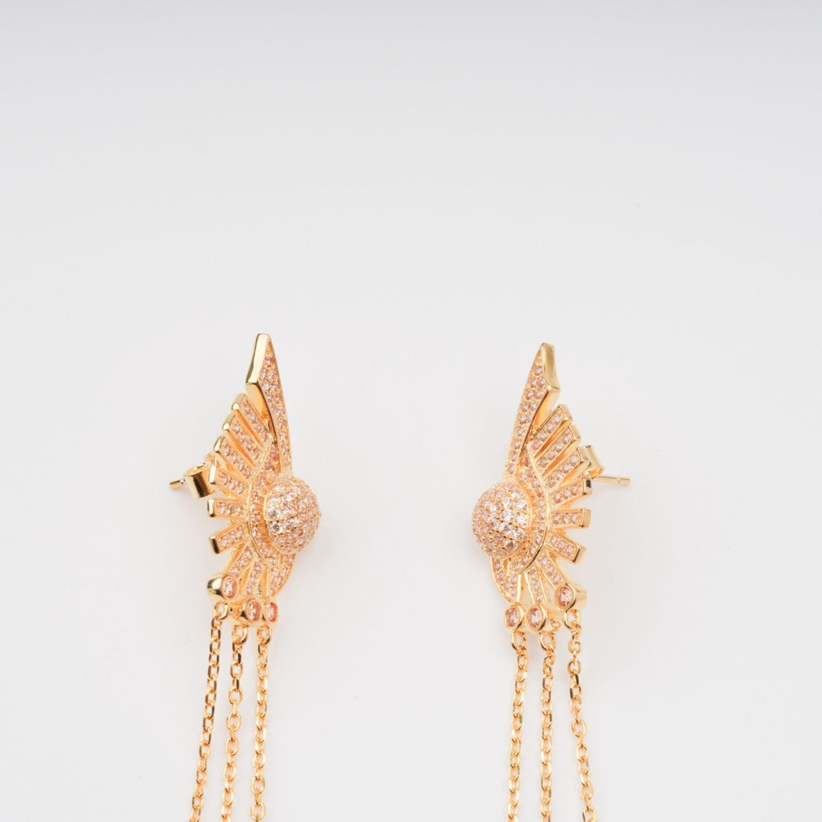 Balch Gold Tone Sun Motif Dangle Silver Earrings