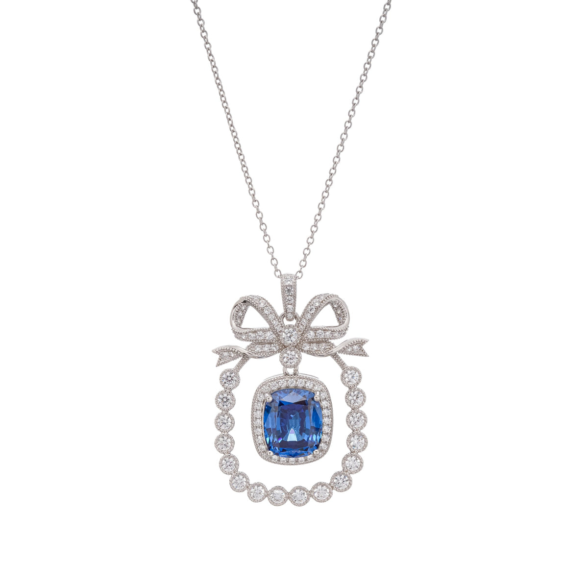 Kaisu Blue Bow Gemstone Pendant Sterling Silver Necklace