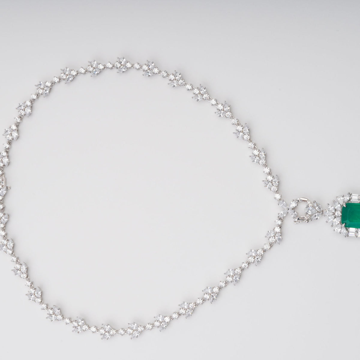 Anneli Green Emerald Cut Gemstone Pendant Sterling Silver Necklace