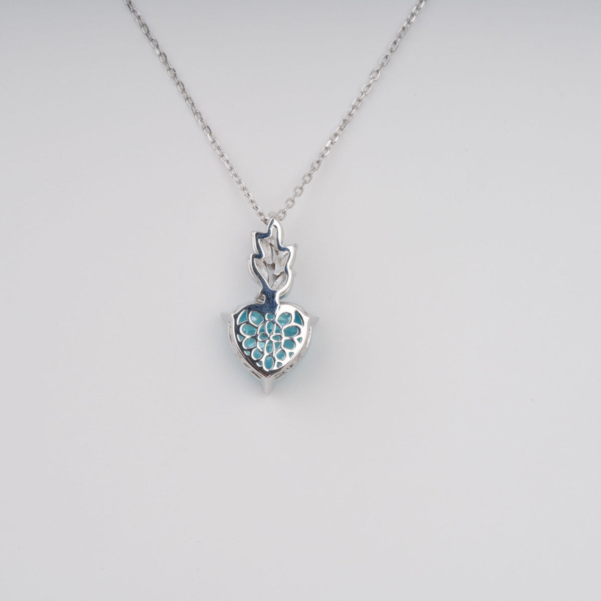 Cecilia Blue Heart Gemstone Pendant Sterling Silver Necklace