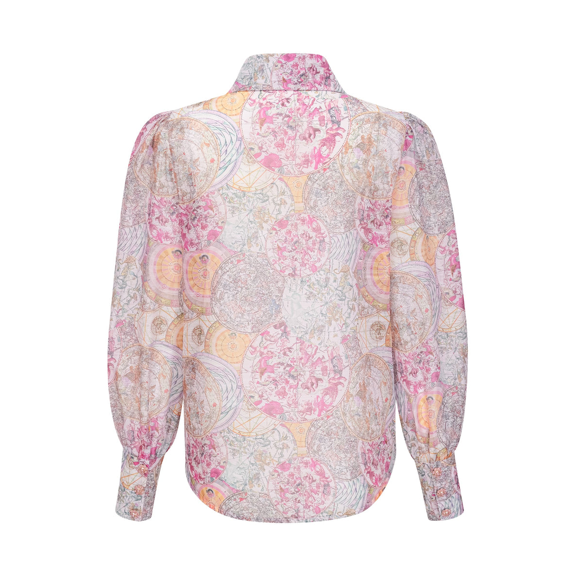 Cherry pink pattern-print shirt & skirt matching set