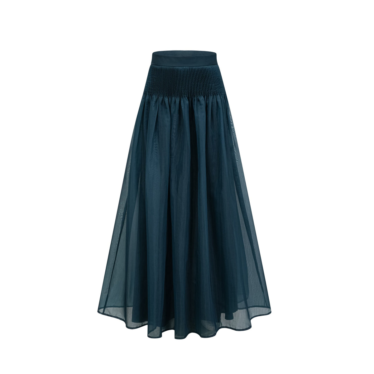 Zoé dark-green ribbon tie-neck shirt & skirt matching set (Final Sale-US Only)
