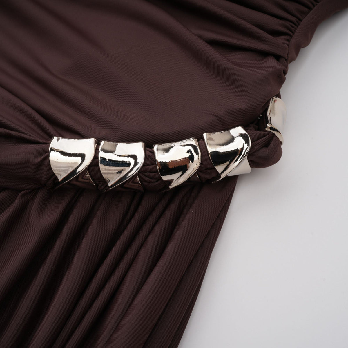 Prune Brown Night Out Asymmetrical Ruched Midi Dress (Final Sale-US Only)
