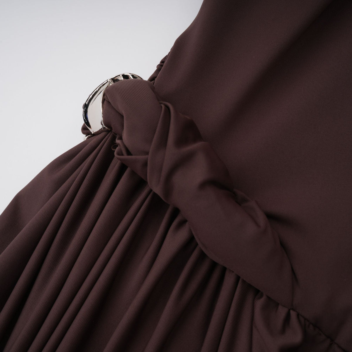 Prune Brown Night Out Asymmetrical Ruched Midi Dress (Final Sale-US Only)