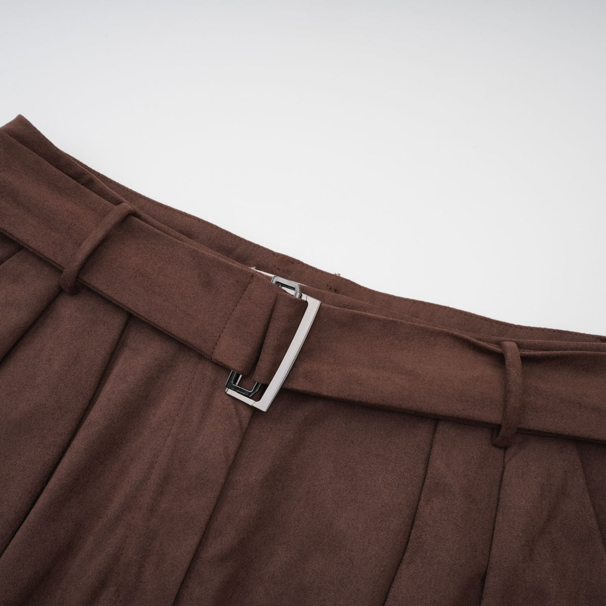 Chaney Brown Suede Bubble Hem Top & Shorts Set
