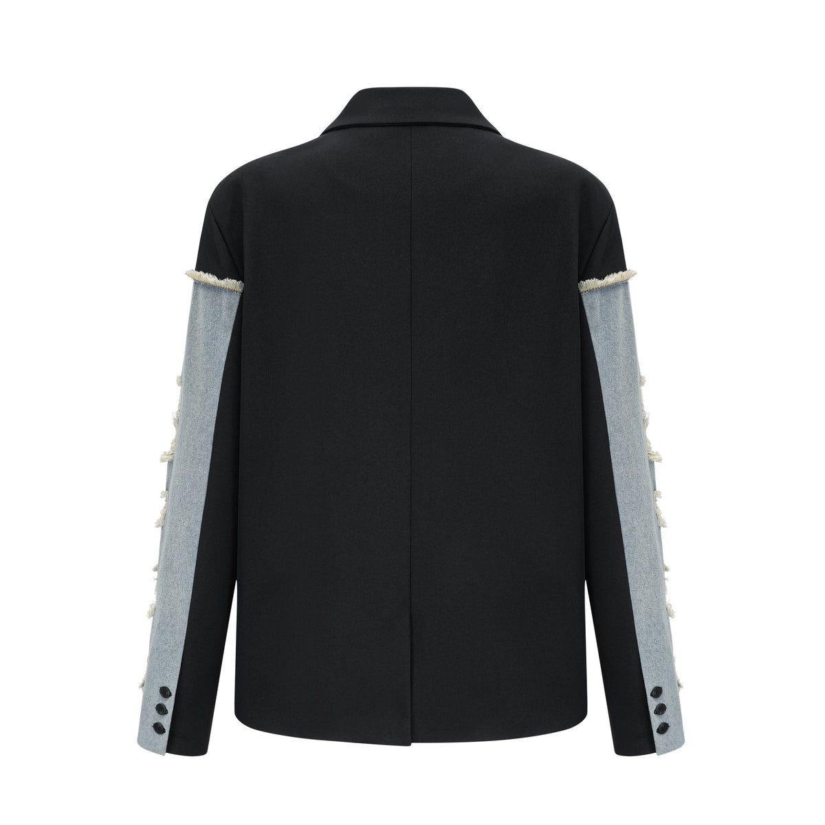 Halley black denim-panel ripped blazer