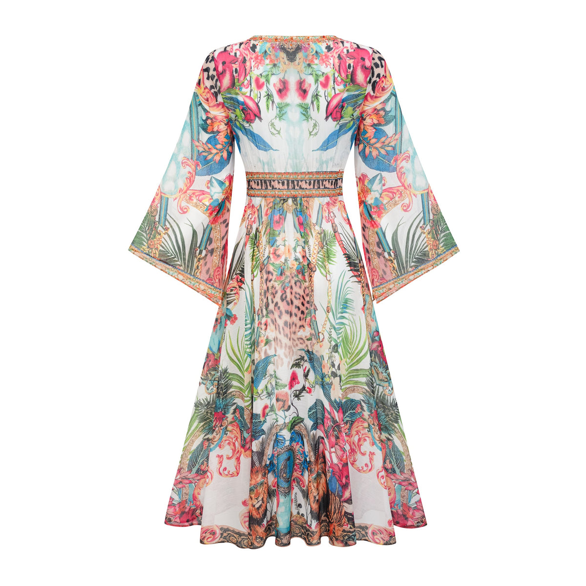 Éva pattern-print V-neck midi dress