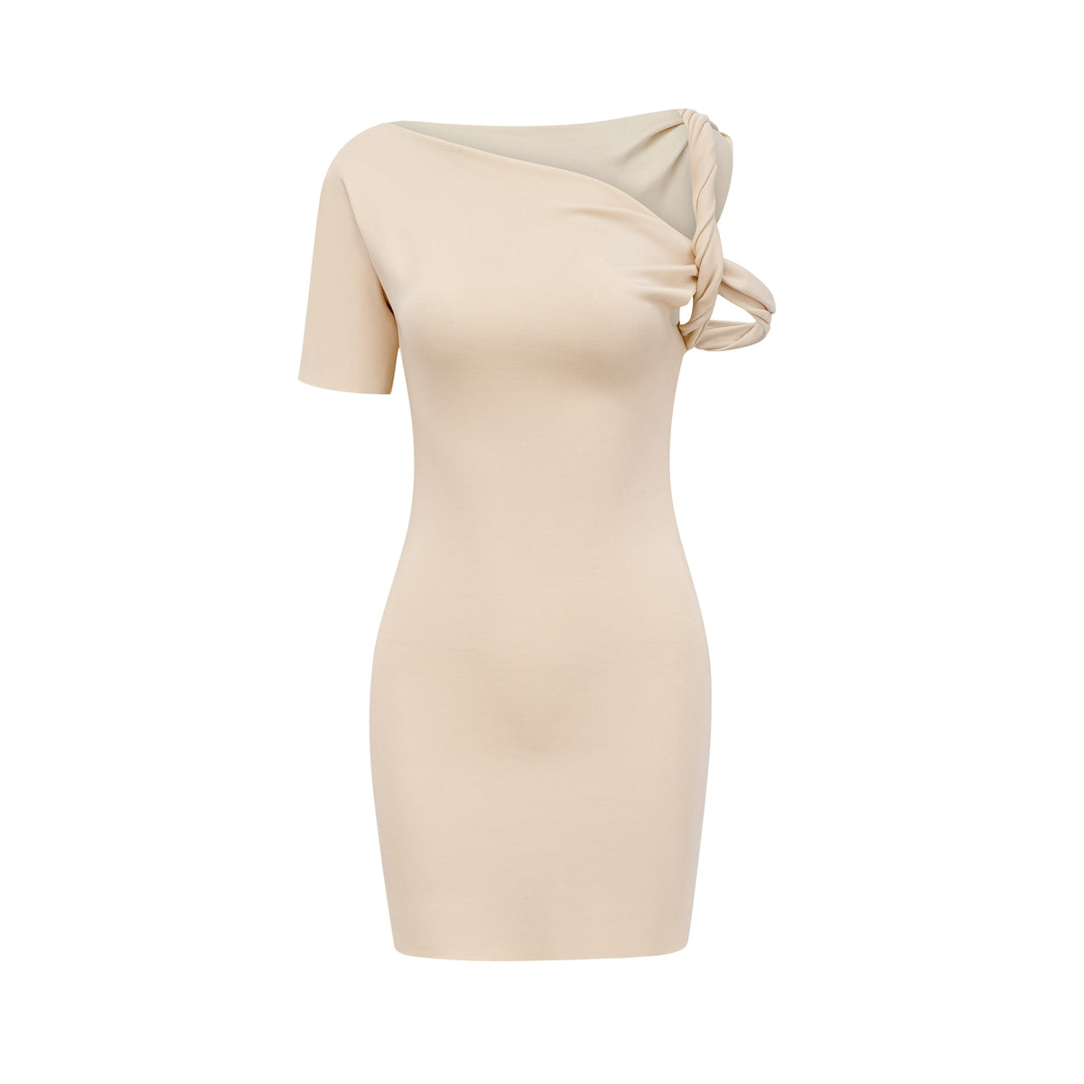 Rosalinda neutrals twist-strap mini dress