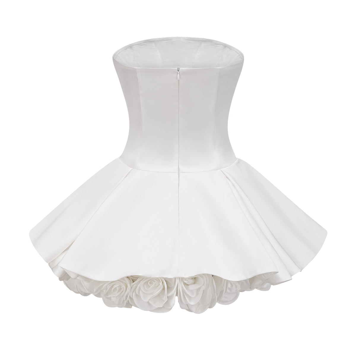 Lucie white petal-layered strapless corset mini dress
