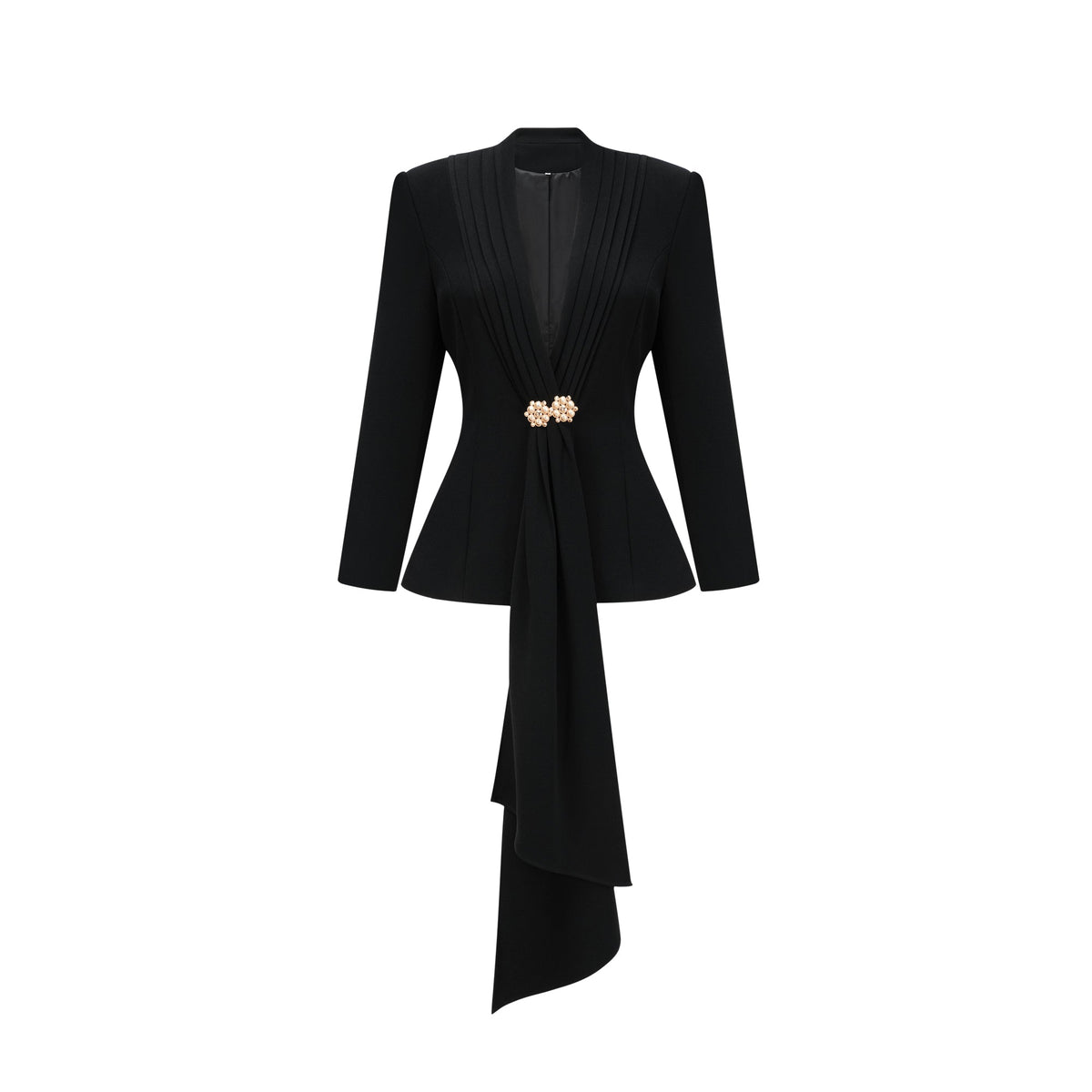Suzanne black pleated jacket & trousers matching set (Final Sale-US Only)