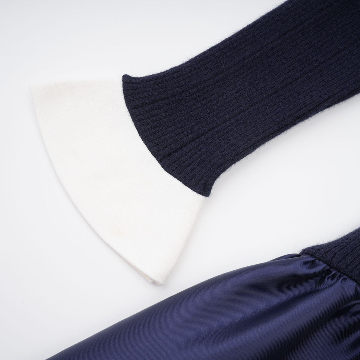 Fern Navy Blue Satin Panel Knit Midi Dress  (Final Sale-US Only)